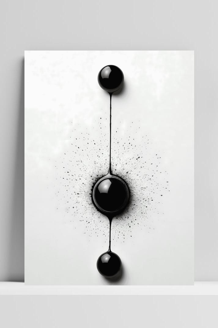 Zwarte Ballen in Lijn op 3mm aluminium dibond