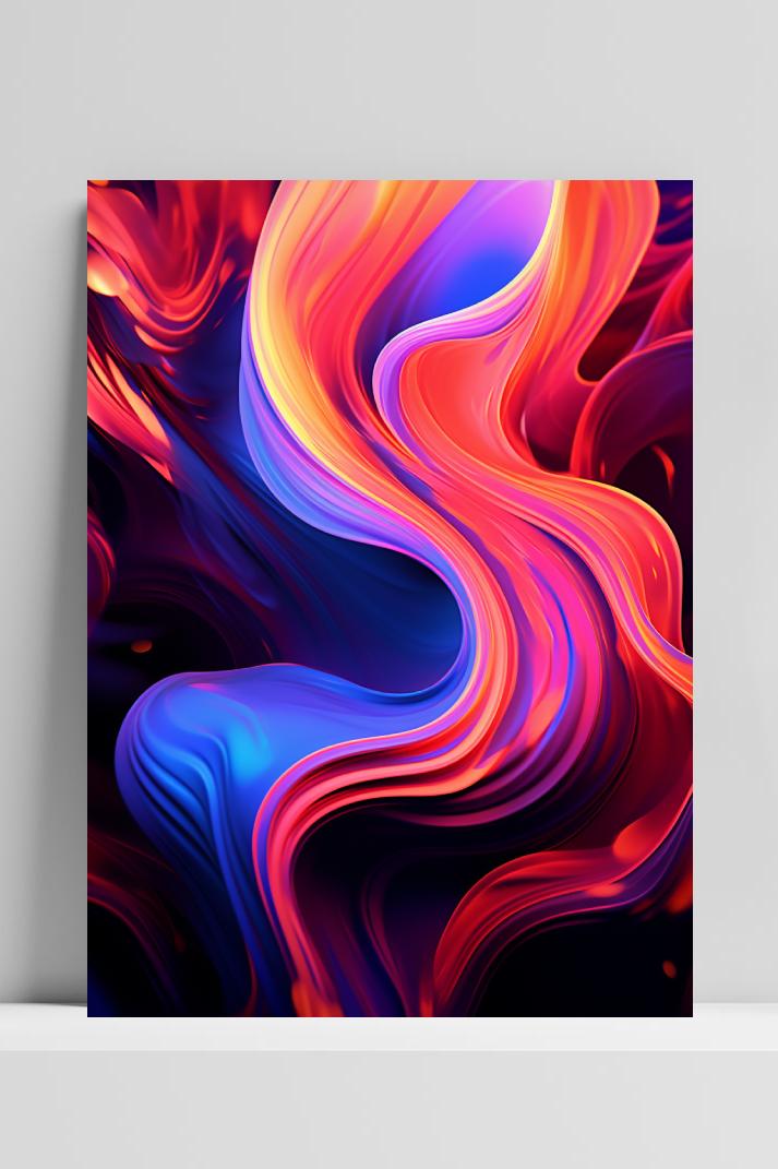 Abstract Neon op 3mm aluminium dibond