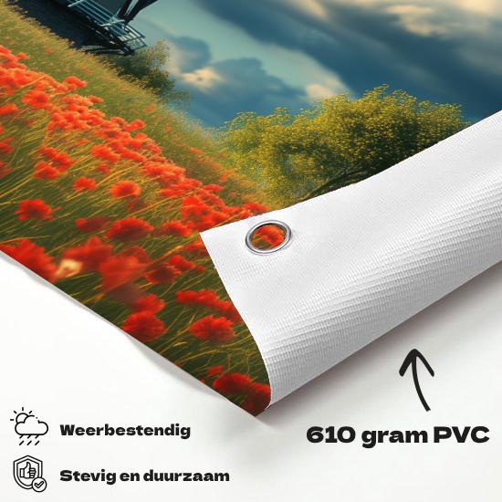 Tuinposter Nederland Windmolen materiaal-detail: 610 grams weerbestendig PVC-doek