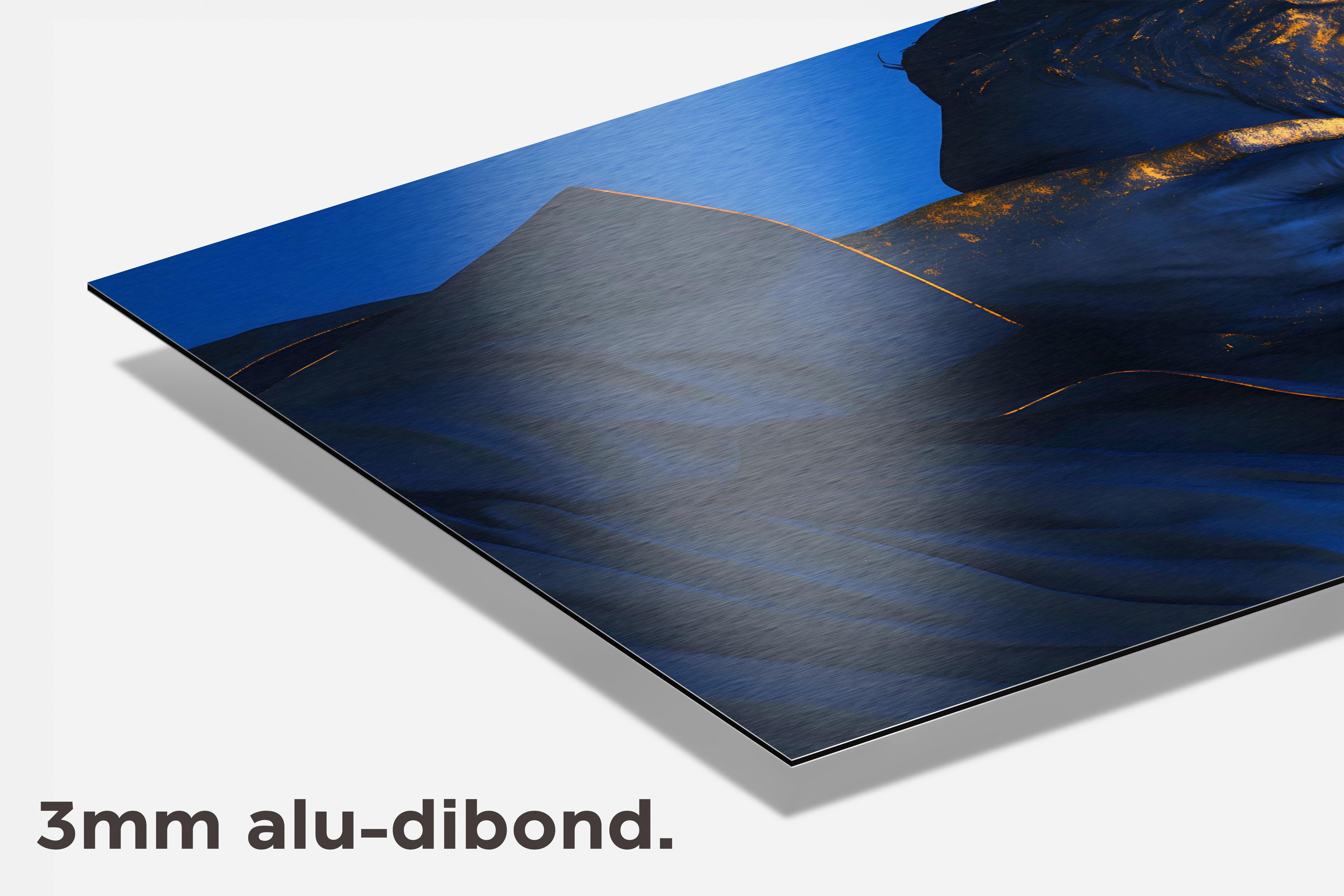 Blauw Gouden Man dibond detail