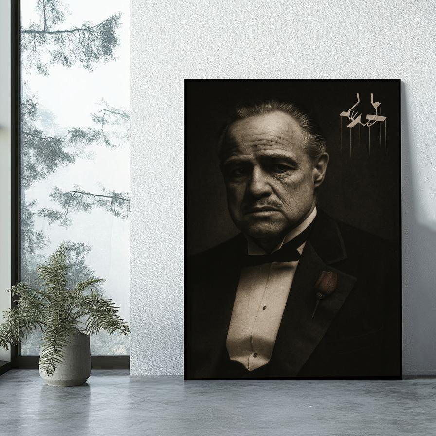 Vito Corleone The Godfather B&W poster sfeerbeeld 1
