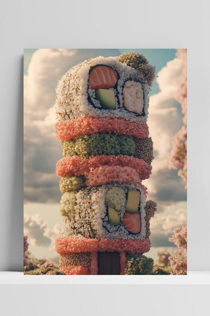 Tonijn Sushirol op 3mm aluminium dibond