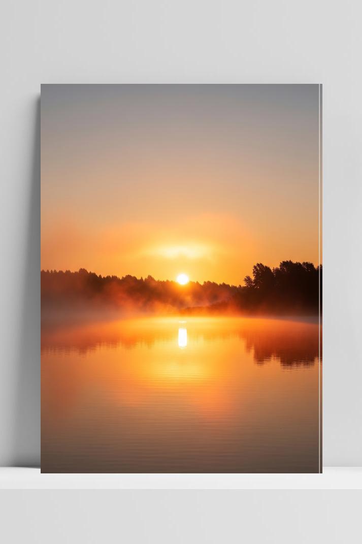 Lake Sunset op 3mm aluminium dibond