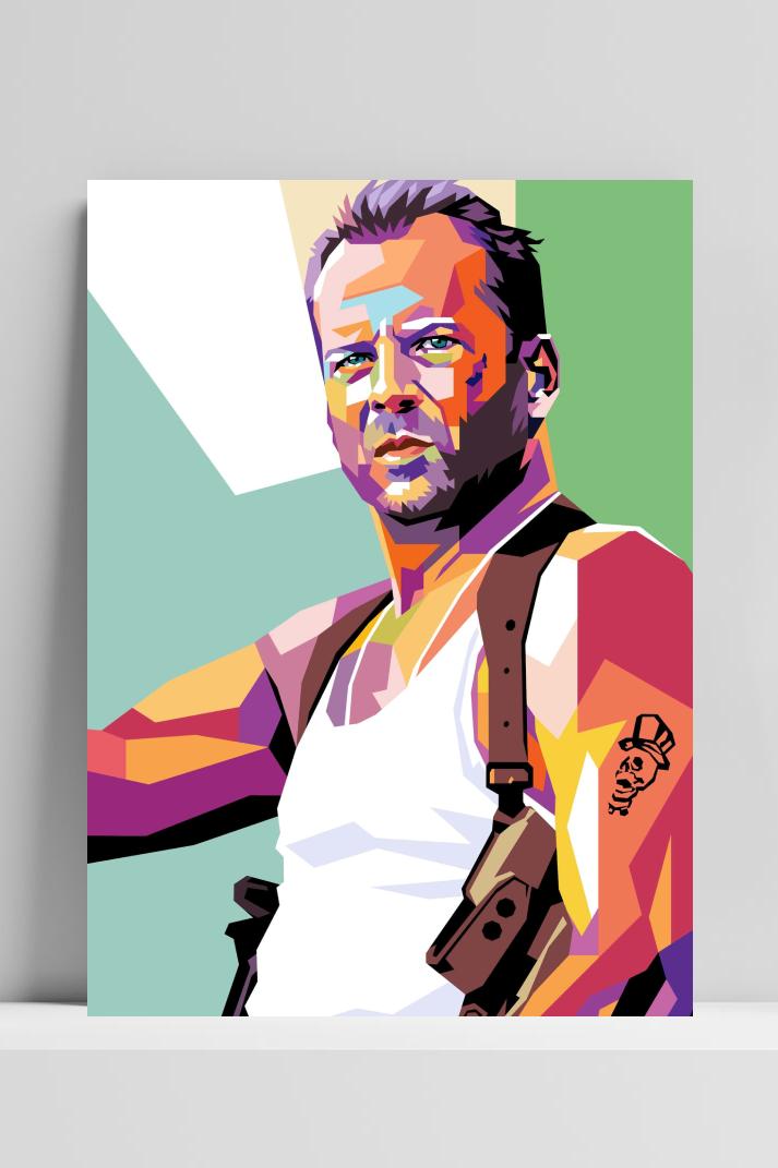 Bruce Willis Die Hard op 3mm aluminium dibond