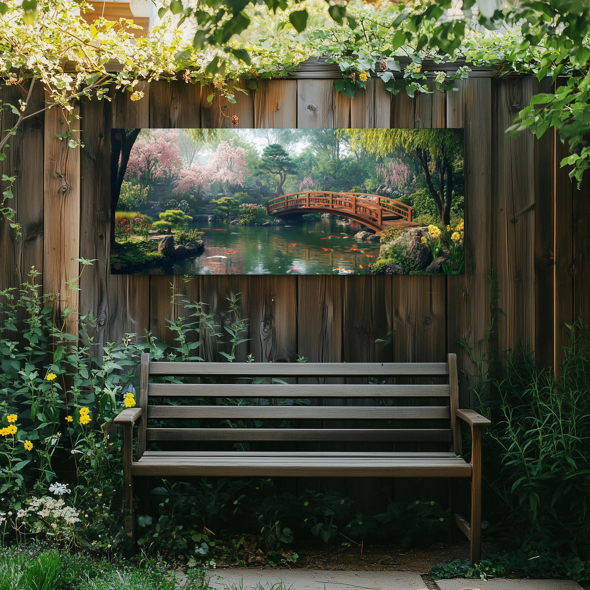 Póster de jardín Estanque Japonés en un interior