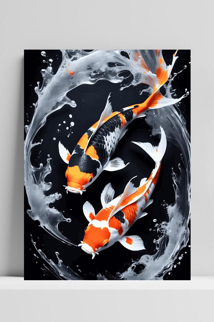 Koi Karpers op 3mm aluminium dibond