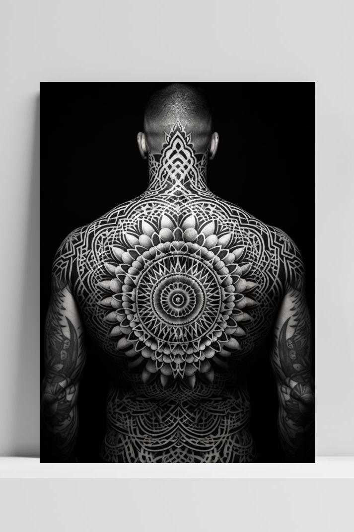 Rug Mandala Tattoo op 3mm aluminium dibond