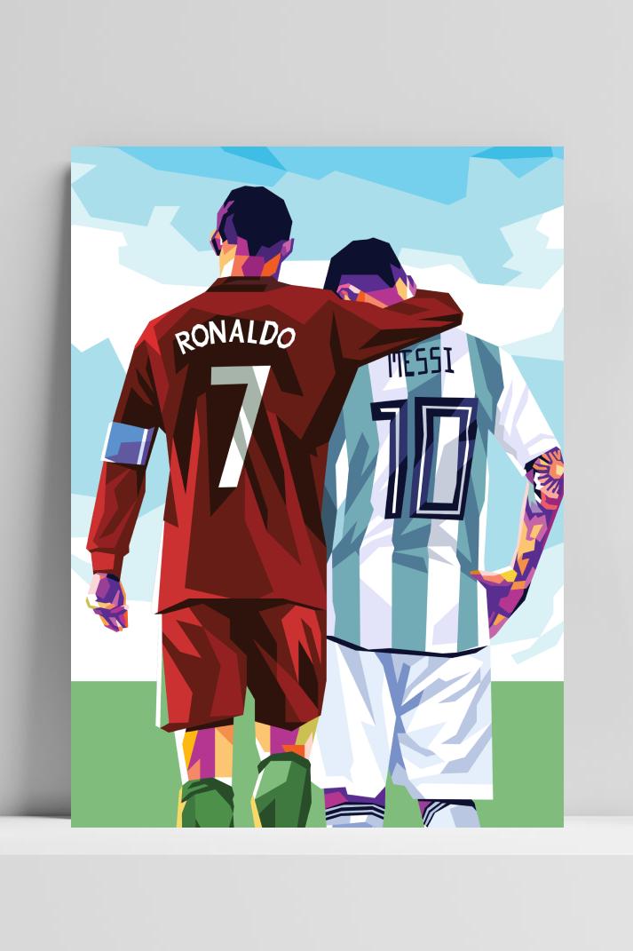Messi Ronaldo op 3mm aluminium dibond