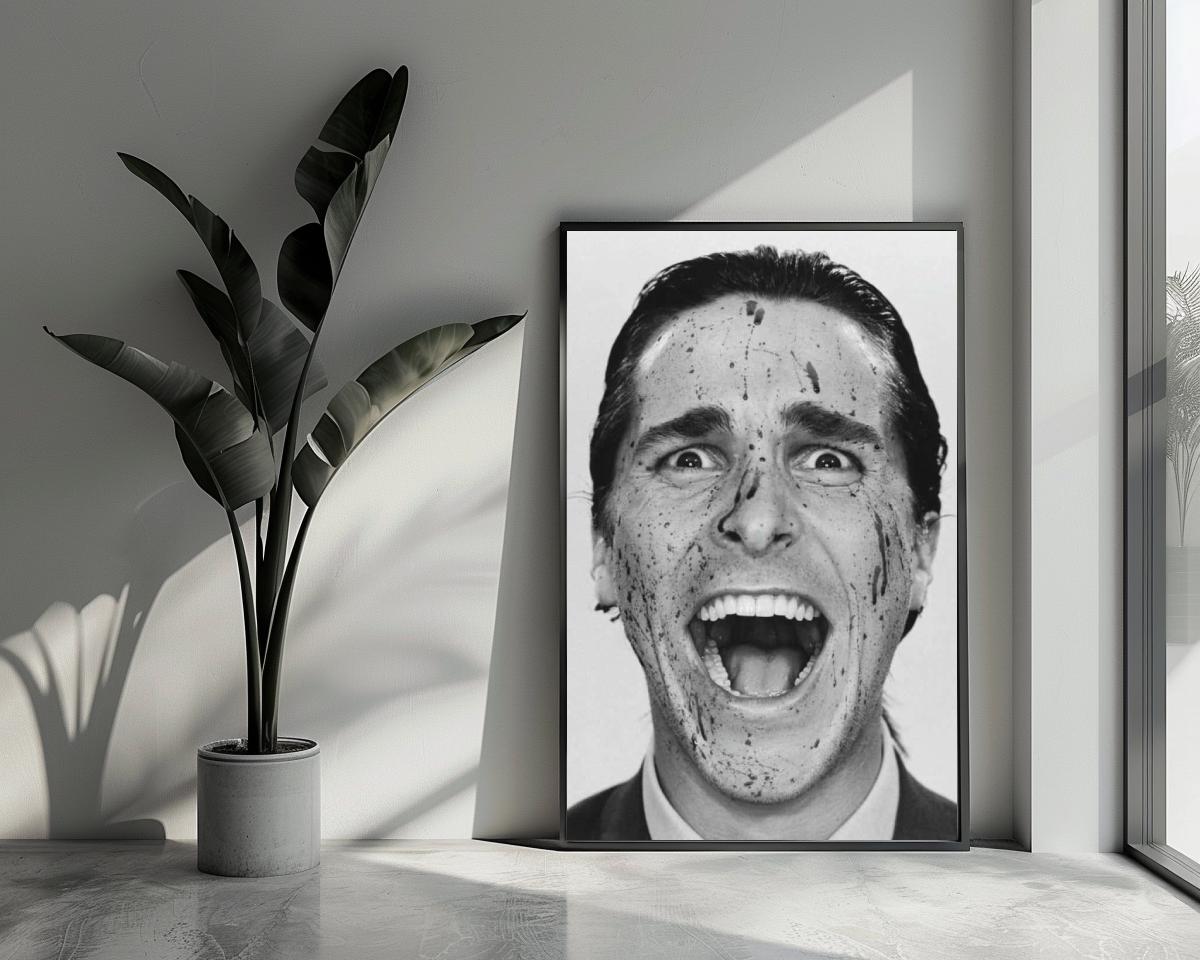 Christian Bale American Psycho B&W poster van 25 Artstreet