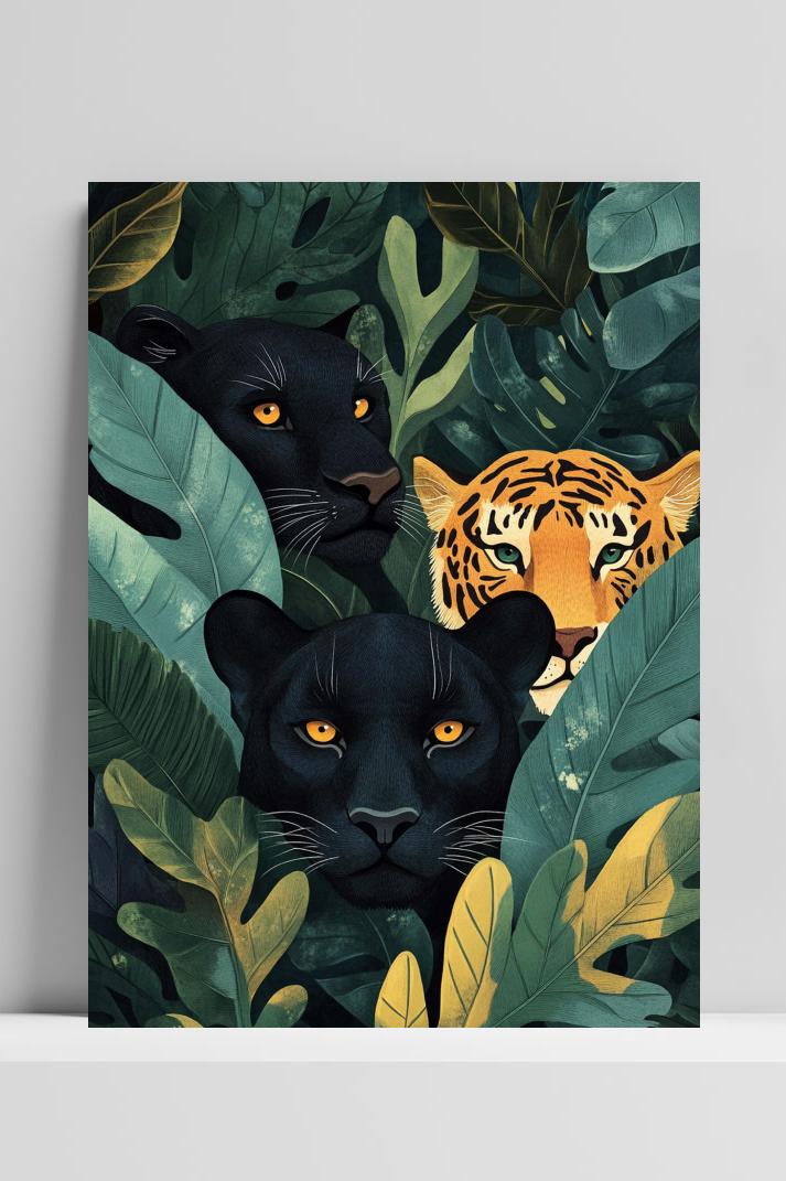 Tiger Panther Forest op 3mm aluminium dibond
