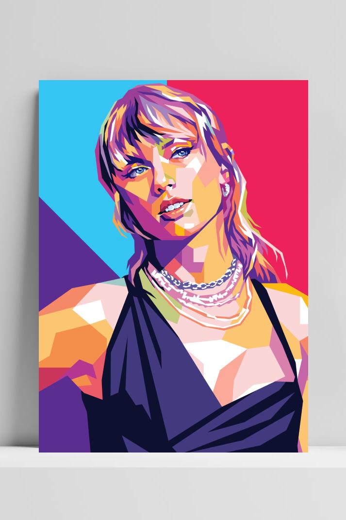 Taylor Swift blauw op 3mm aluminium dibond