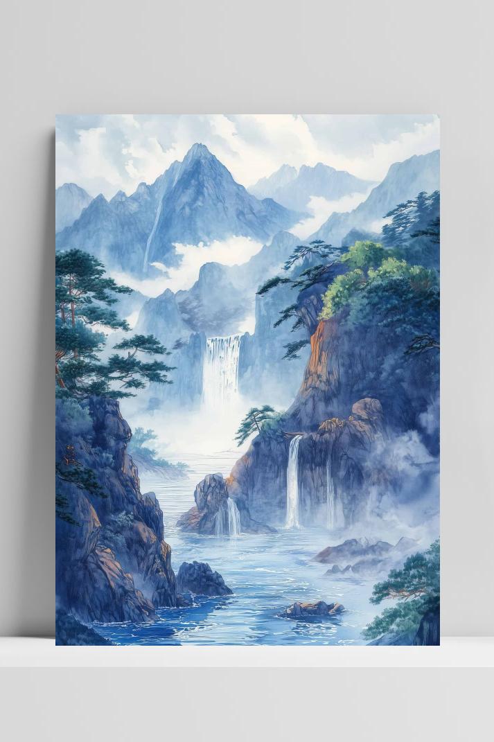 Berg Hokusai op 3mm aluminium dibond