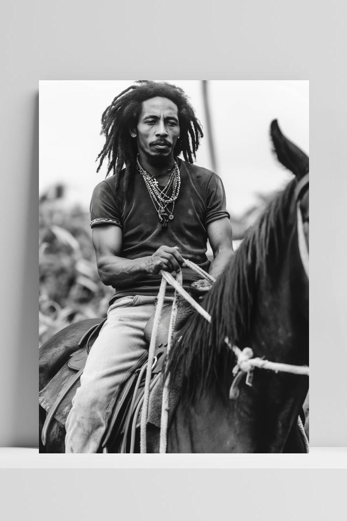 Bob Marley Paard op 3mm aluminium dibond