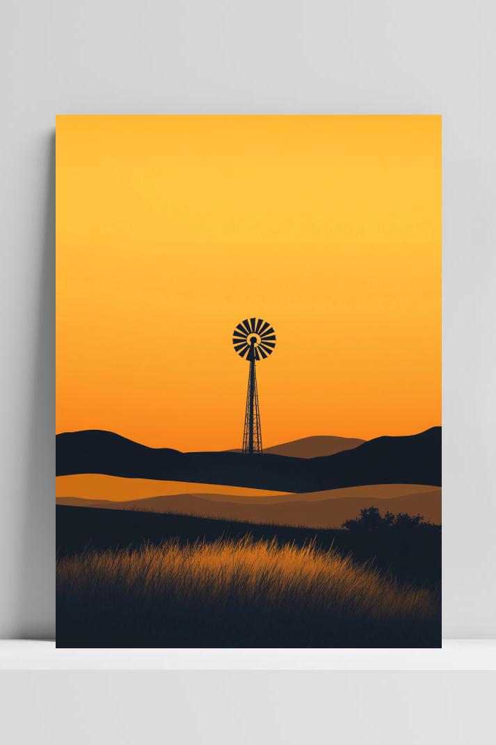 Windmill Silhouette Minimalistic op 3mm aluminium dibond