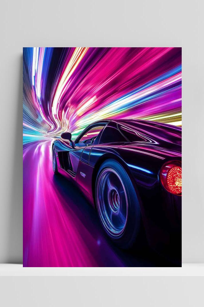 Sportauto Neon op 3mm aluminium dibond