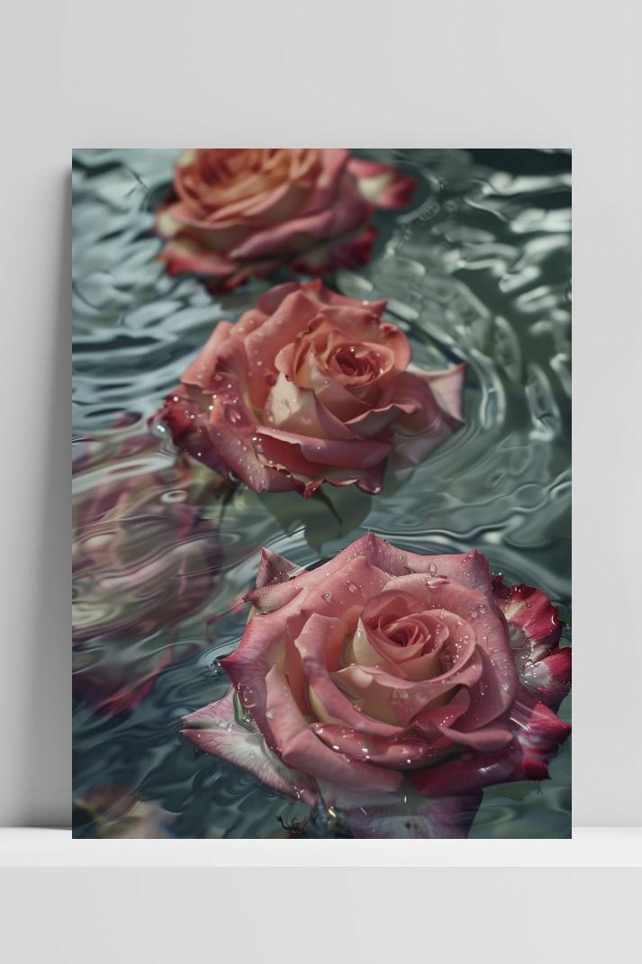 Drijvende Rozen op 3mm aluminium dibond