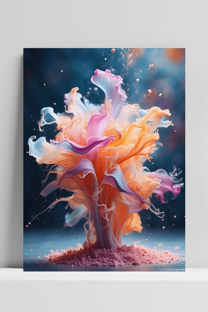 Kleurenpaddenstoel op 3mm aluminium dibond
