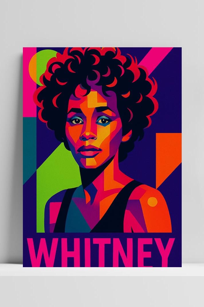 Whitney Houston Pop Art op 3mm aluminium dibond