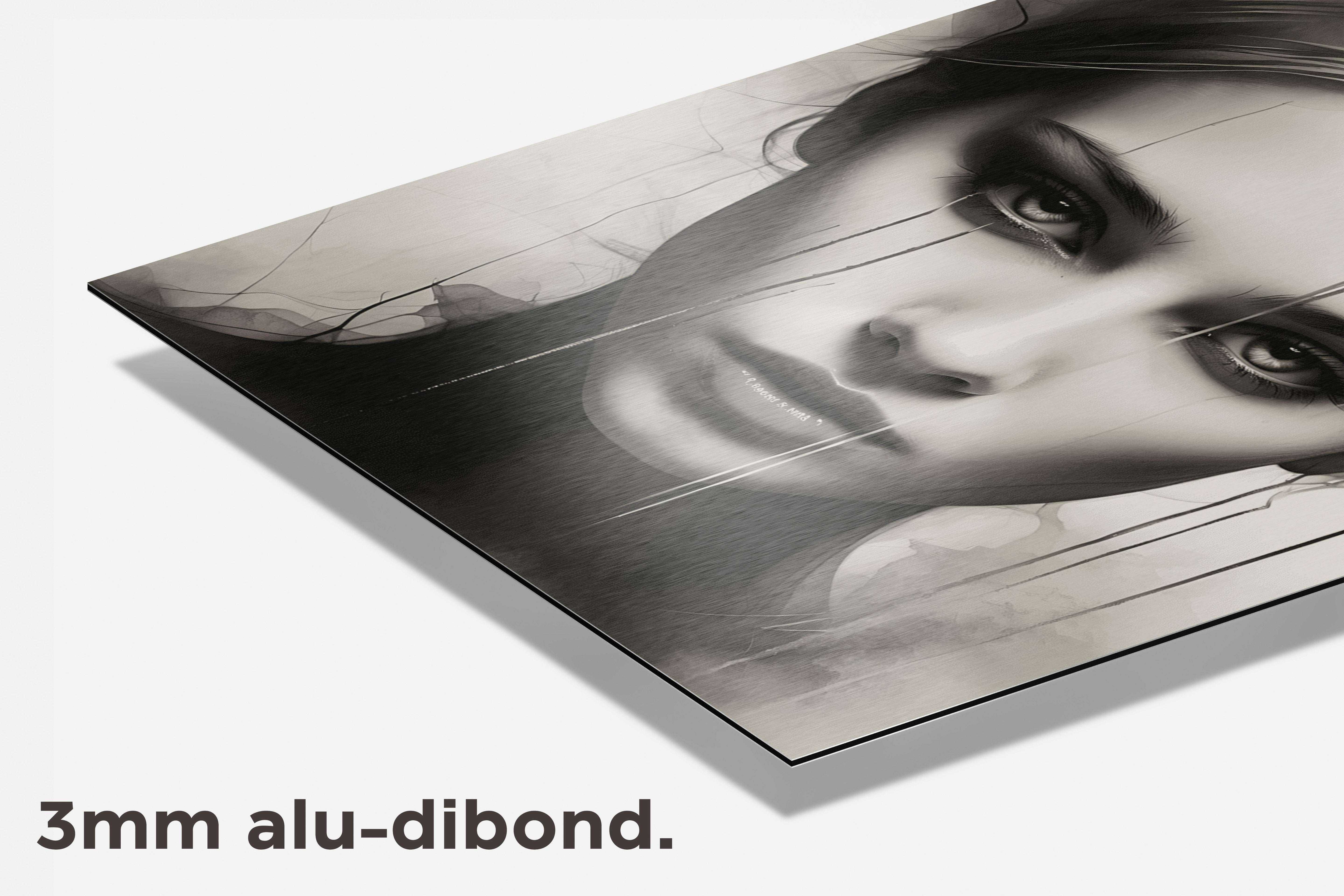 Zwart Wit Vrouw Regen dibond detail