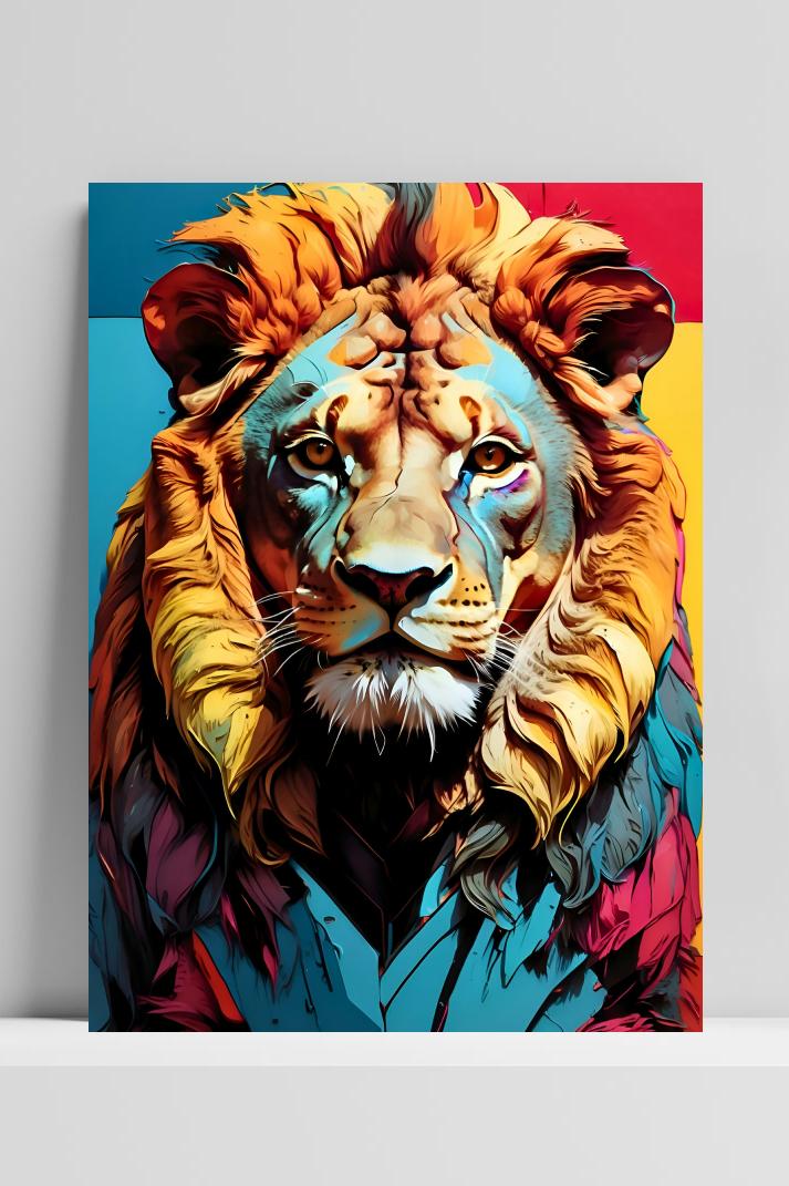 Pop Leeuw op 3mm aluminium dibond