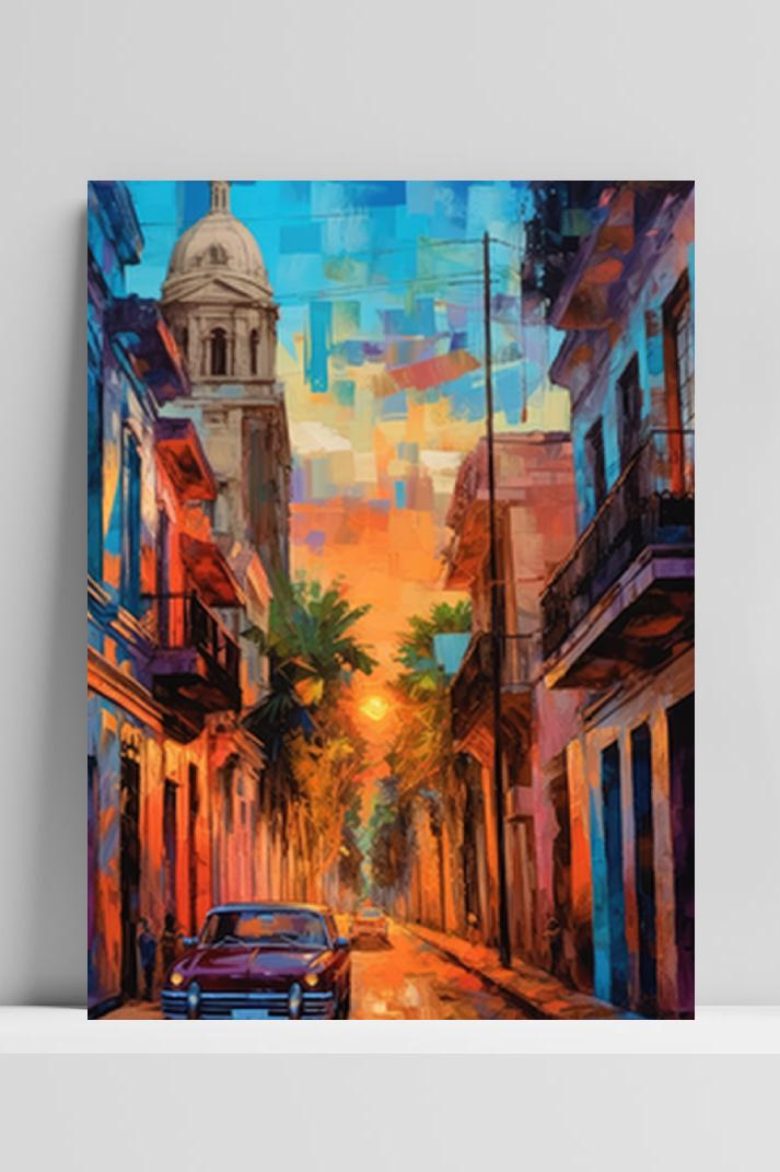 Havana Cuba Poster op 3mm aluminium dibond
