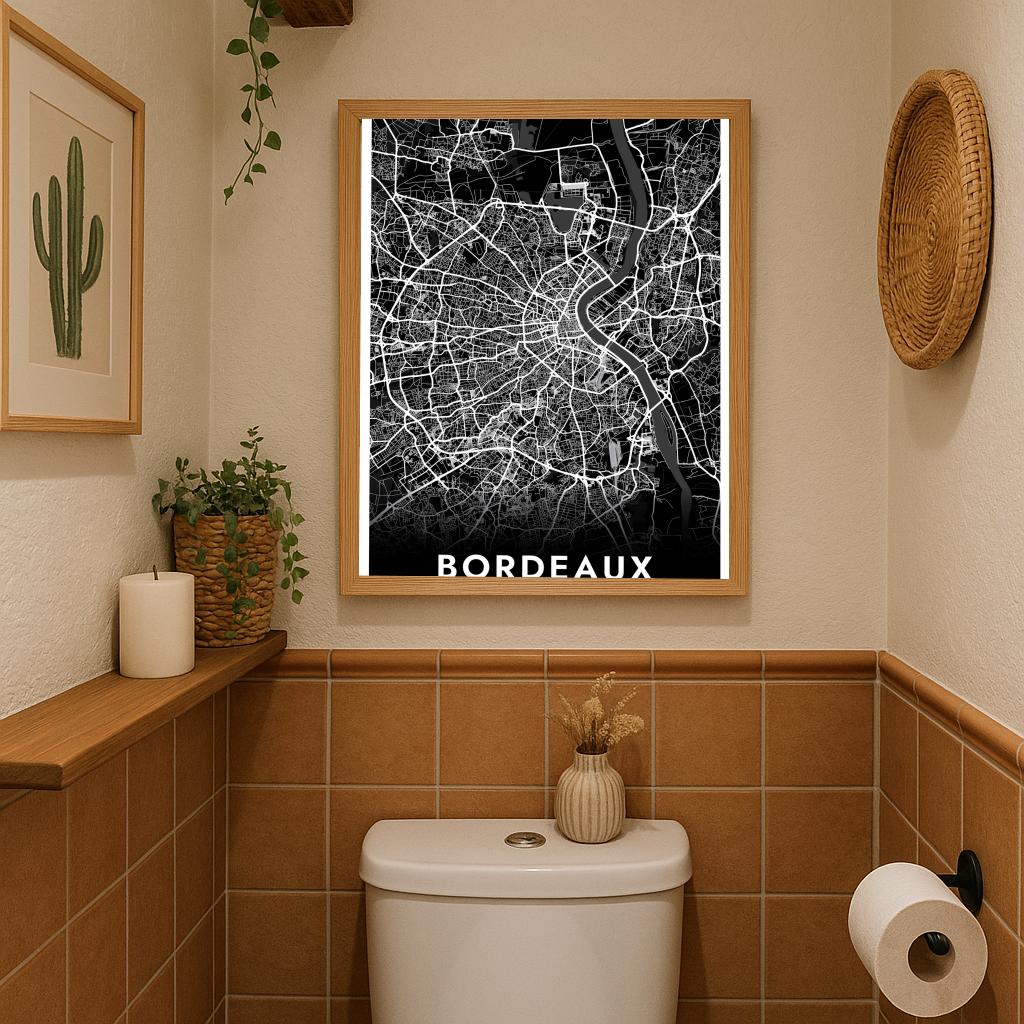 Bordeaux Map France Black poster sfeerbeeld 3