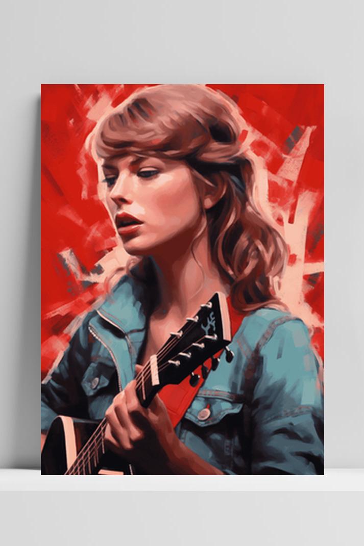 Taylor Swift Gitaar op 3mm aluminium dibond