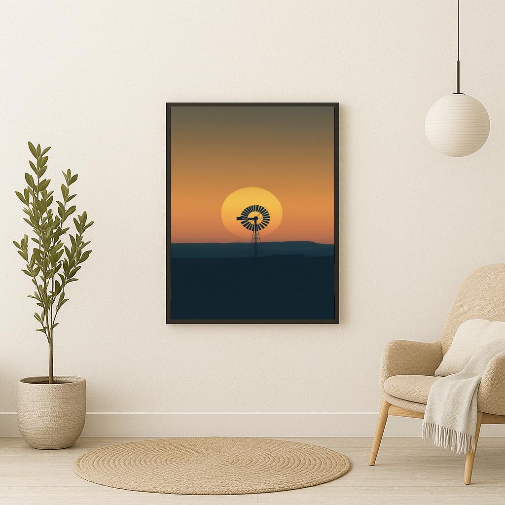 Windmill Sunset Minimalistic poster sfeerbeeld 2