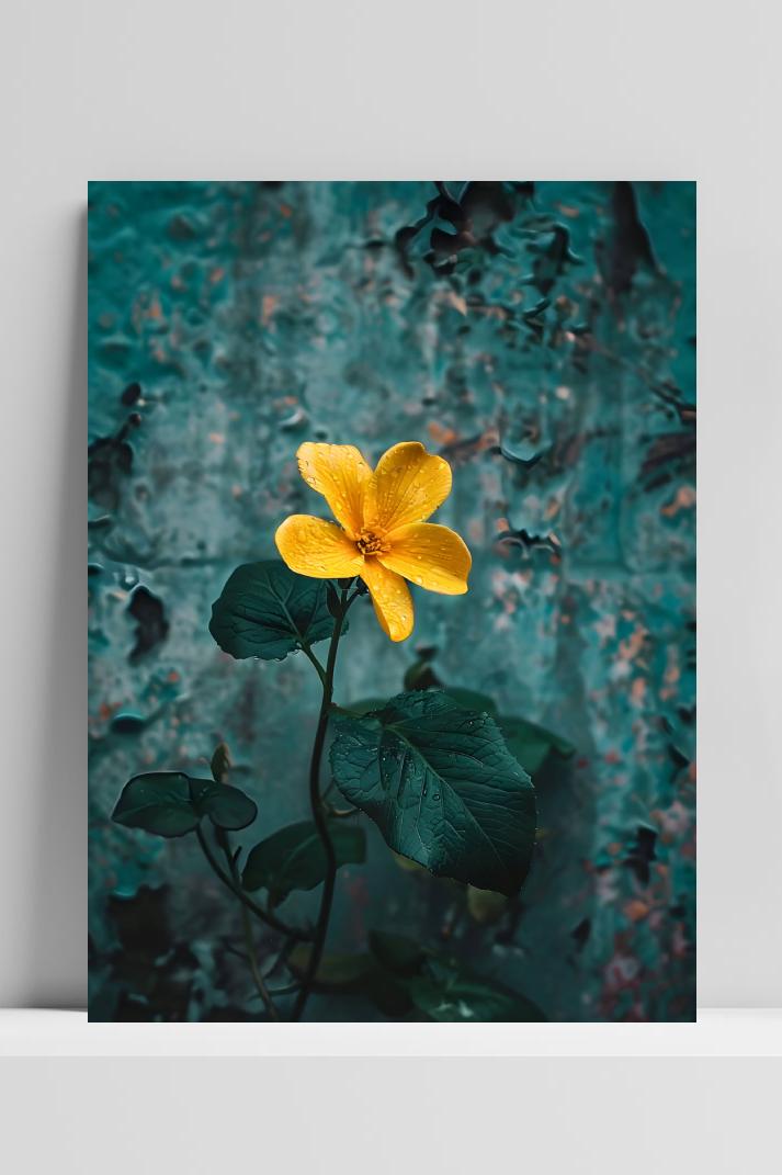 Gele Bloem op 3mm aluminium dibond
