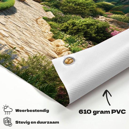 Tuinposter Franse Riviera materiaal-detail: 610 grams weerbestendig PVC-doek