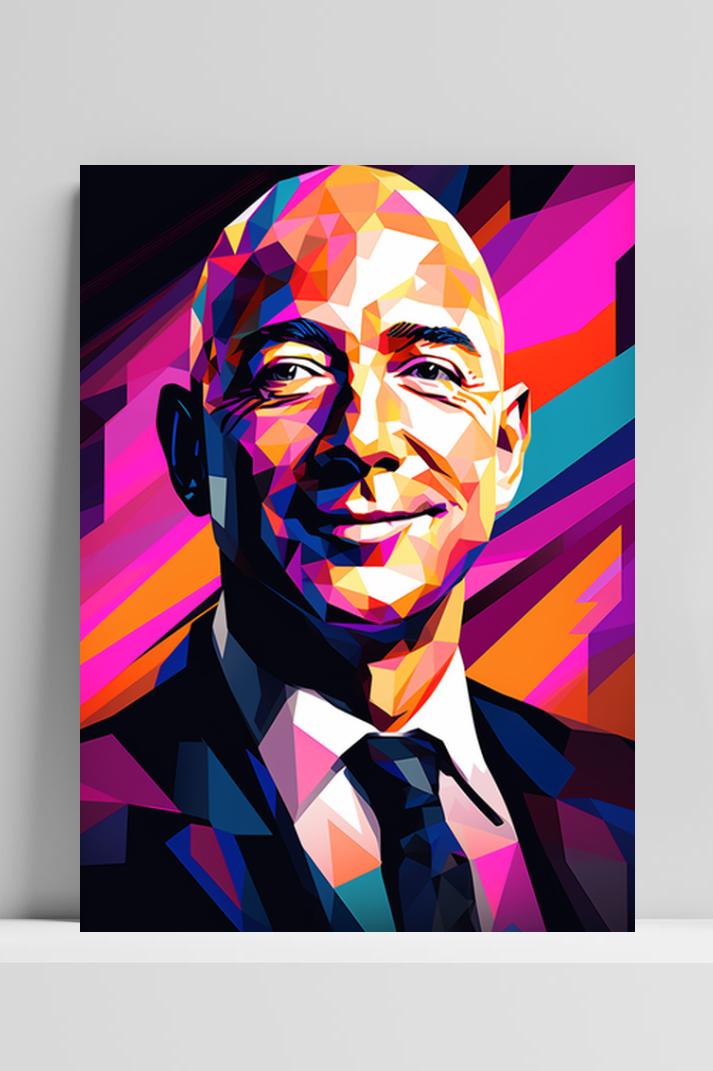 Jeff Bezos op 3mm aluminium dibond