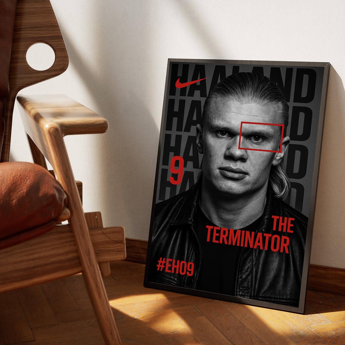 Erling Haaland The Terminator Red poster sfeerbeeld 3