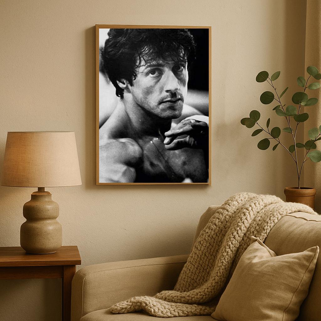 Sylvester Stallone Rocky B&W poster sfeerbeeld 2