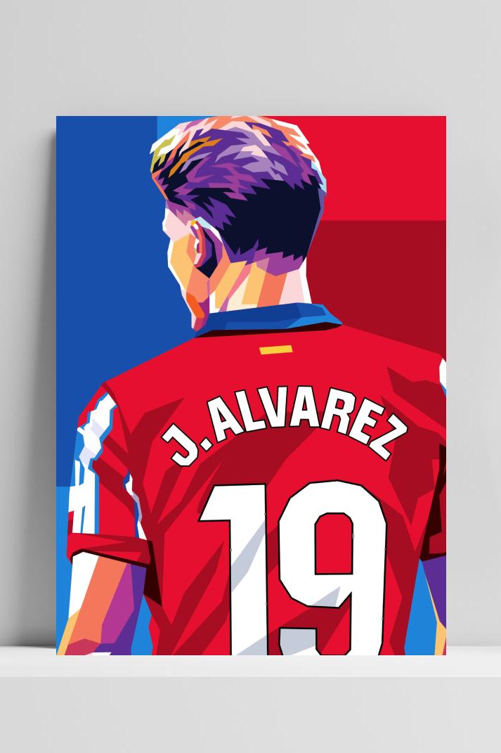 Julián Alvarez op 3mm aluminium dibond