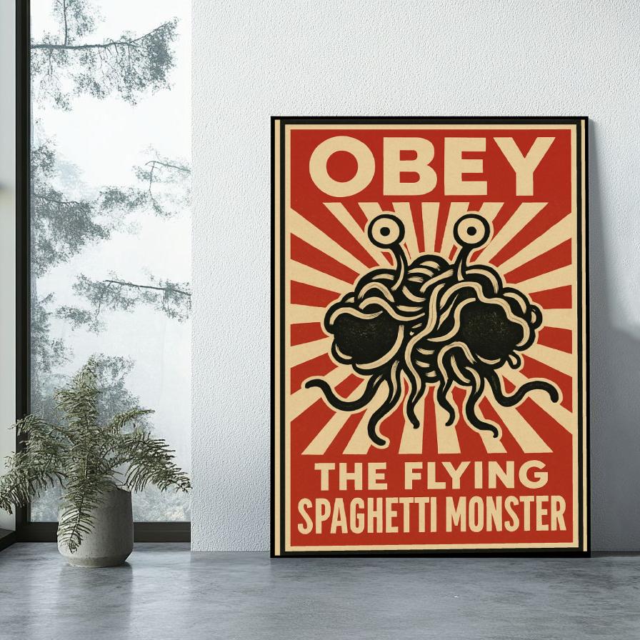 Obey Spaghetti Monster Text poster sfeerbeeld 1