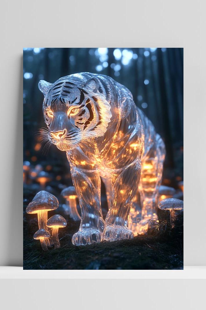 Magische Tijger op 3mm aluminium dibond