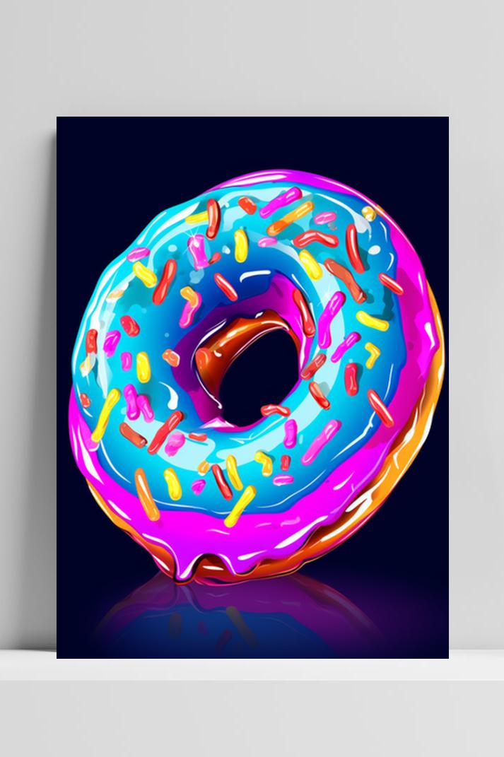 Donut Neon Blauw op 3mm aluminium dibond