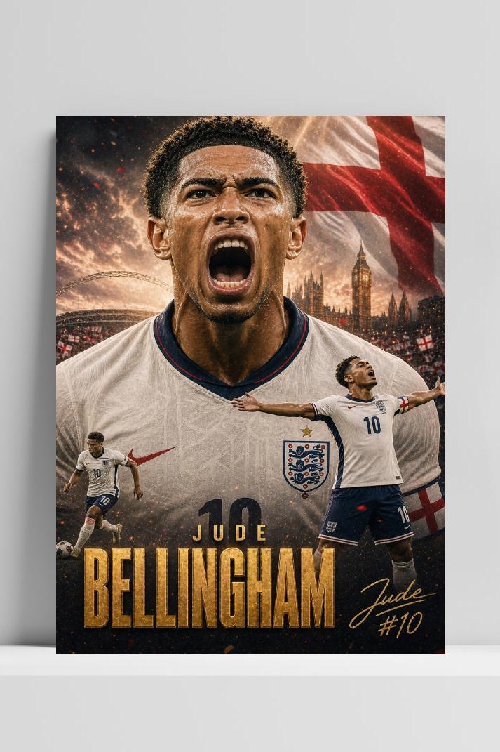 Jude Bellingham op 3mm aluminium dibond