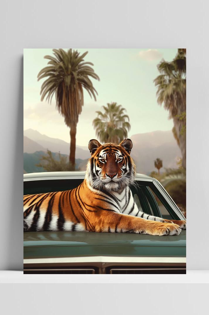 Tijger op 3mm aluminium dibond