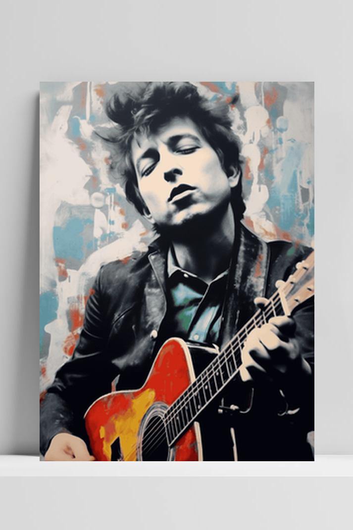 Bob Dylan Portret op 3mm aluminium dibond