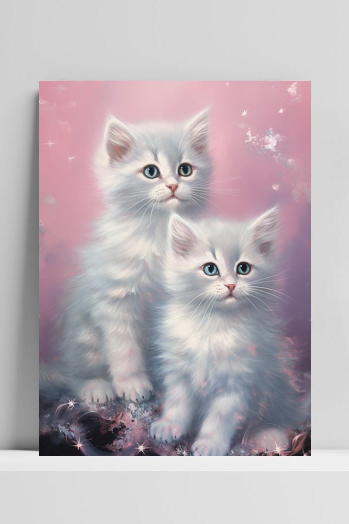 Kittens Roze op 3mm aluminium dibond