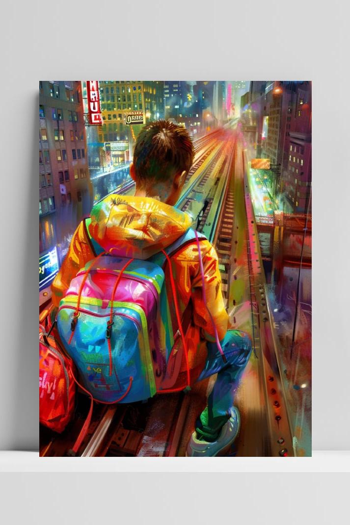 Jongen Stad op 3mm aluminium dibond