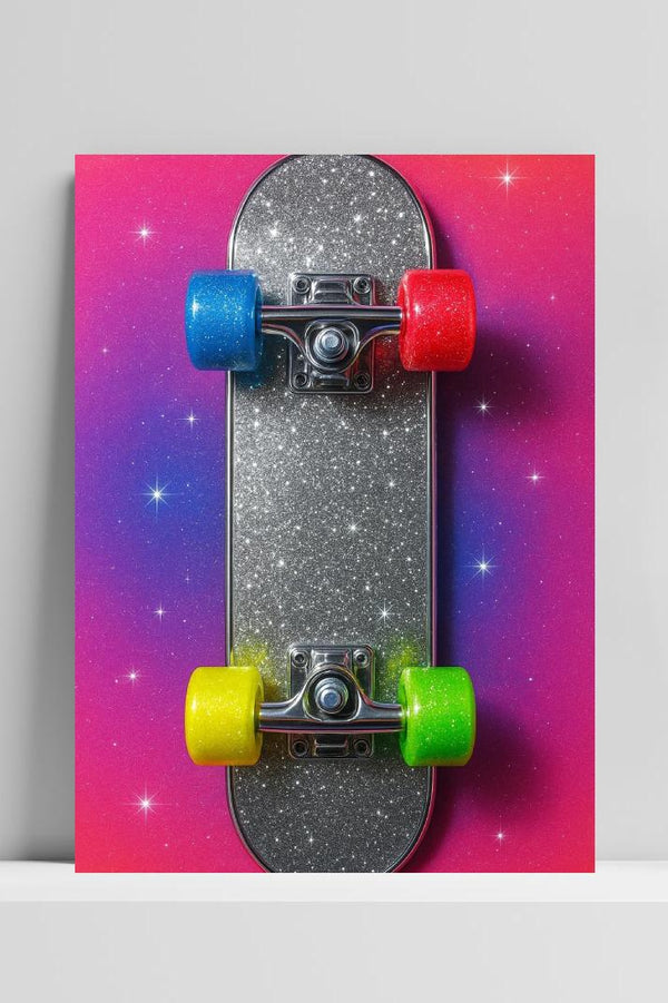 Skateboard Glitter Poster