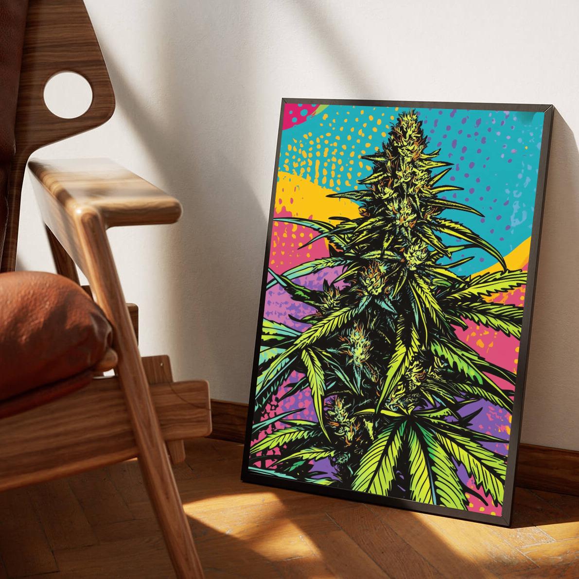 Cannabis Pop Art dans un intérieur