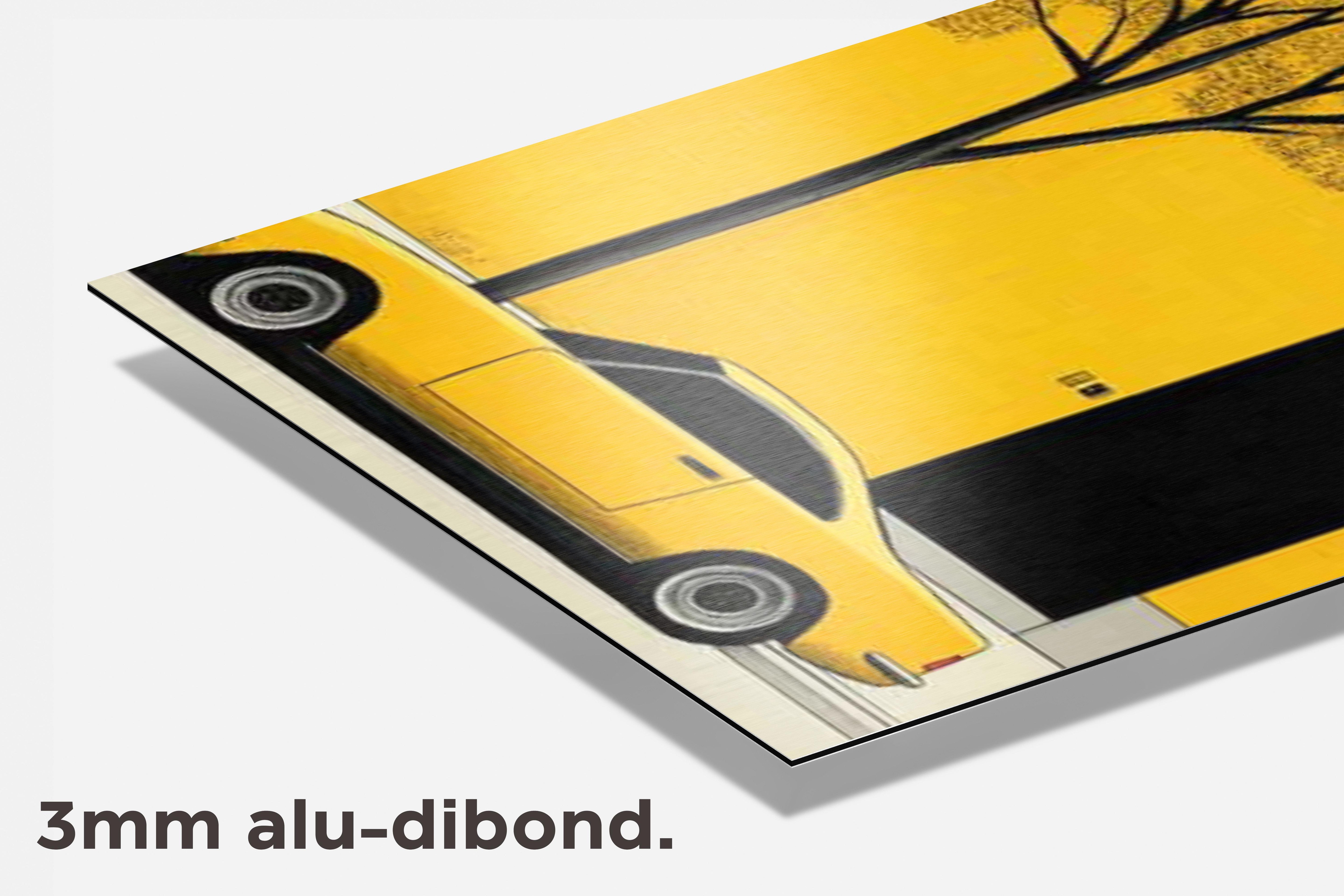 Gele Auto dibond detail