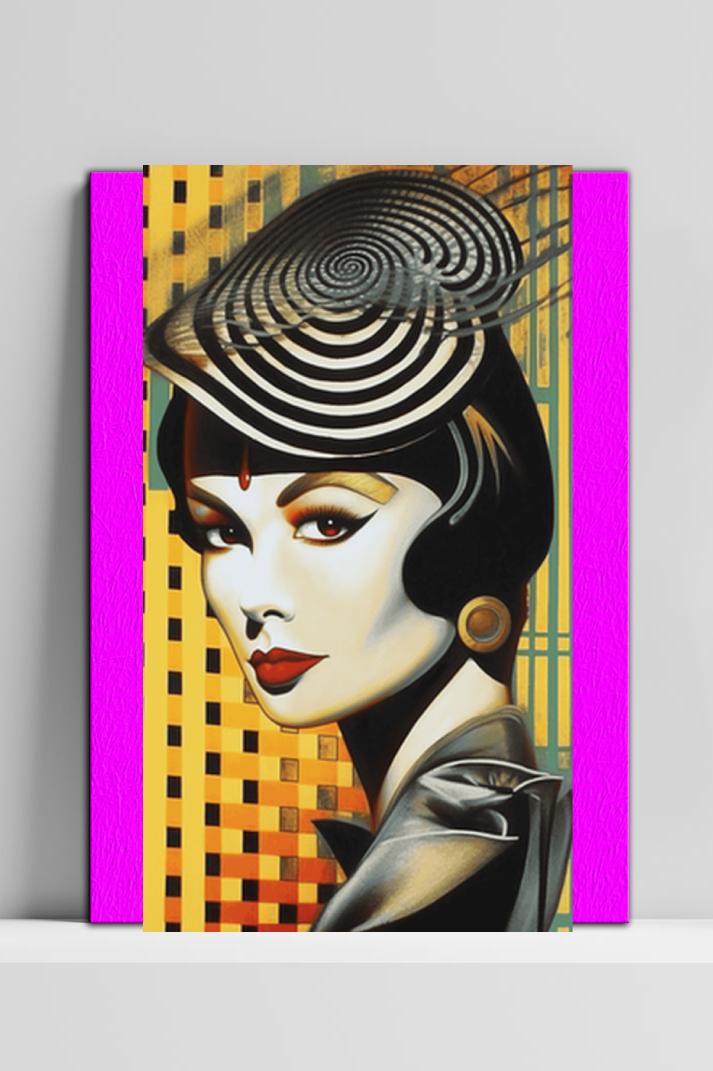 Vintage Vrouw op 3mm aluminium dibond