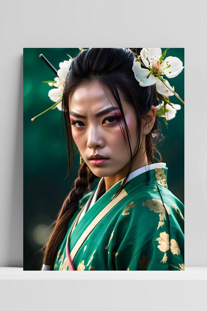 Aziatisch Meisje Kimono op 3mm aluminium dibond