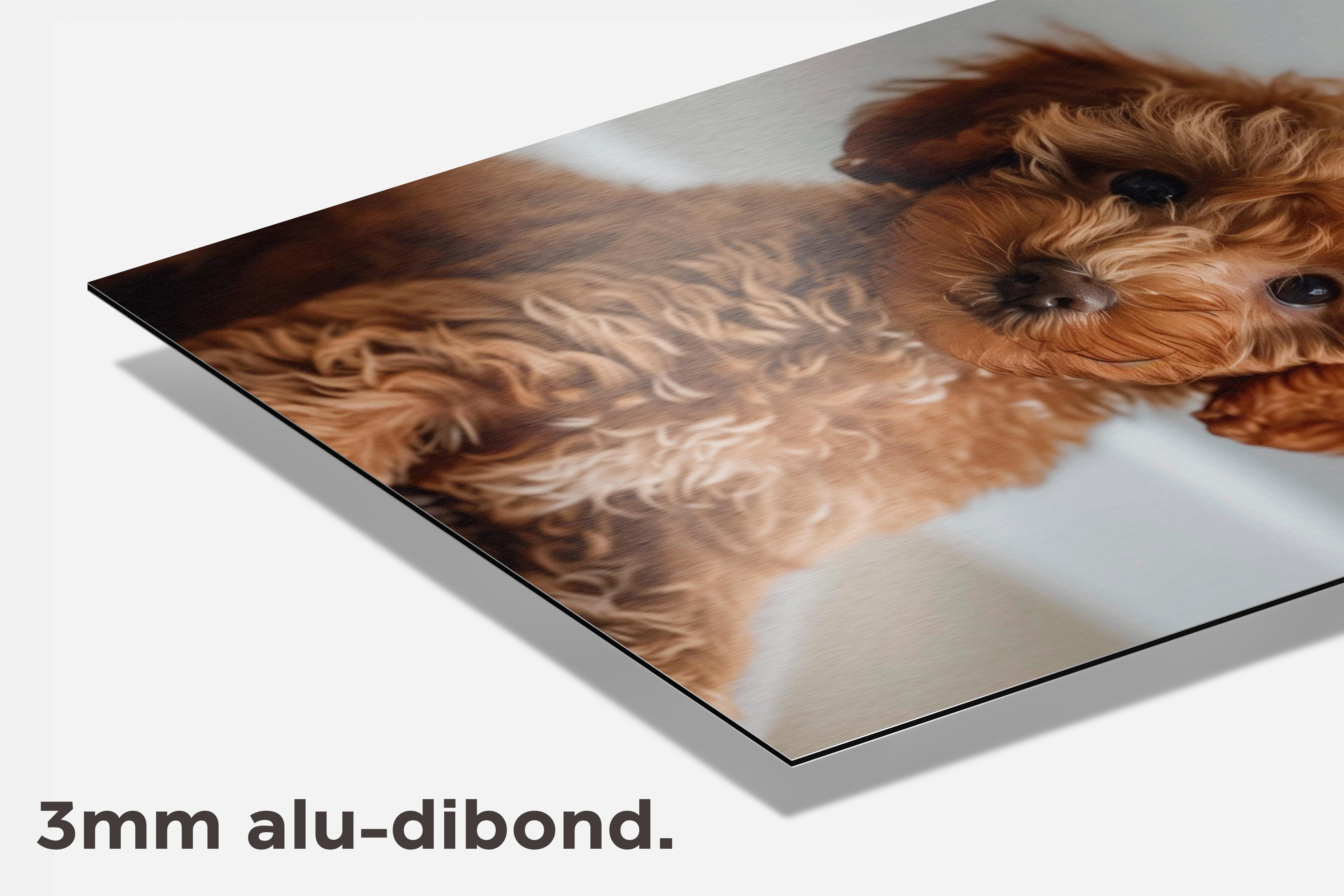 Schattige Poedel Puppy dibond detail