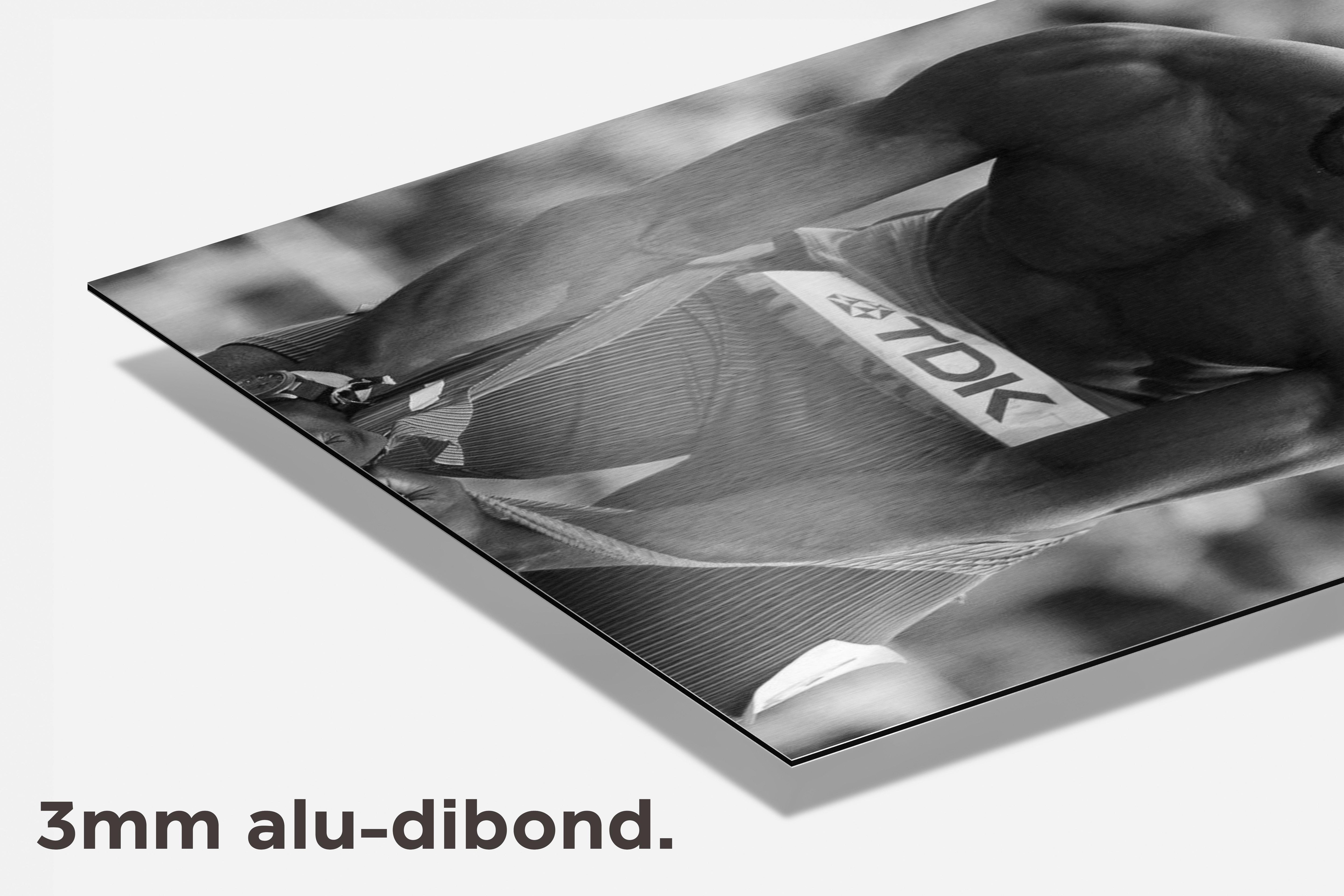 Noah Lyles Zwart Wit dibond detail