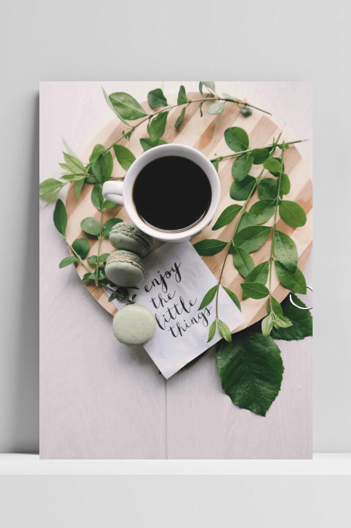 Koffie met Macarons op 3mm aluminium dibond